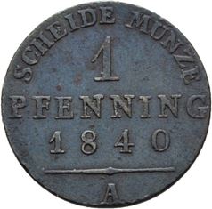 Muenze Ein Pfenning 1840