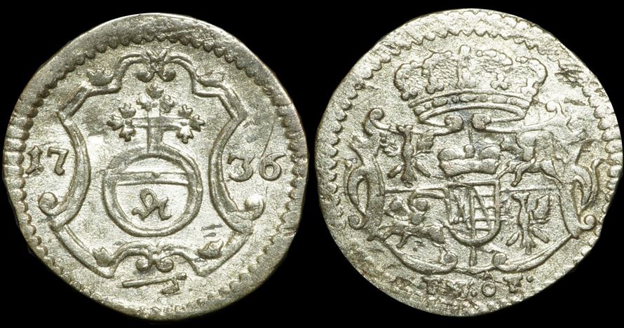 Muenze Silberpfennig Vorder und Rueckseite